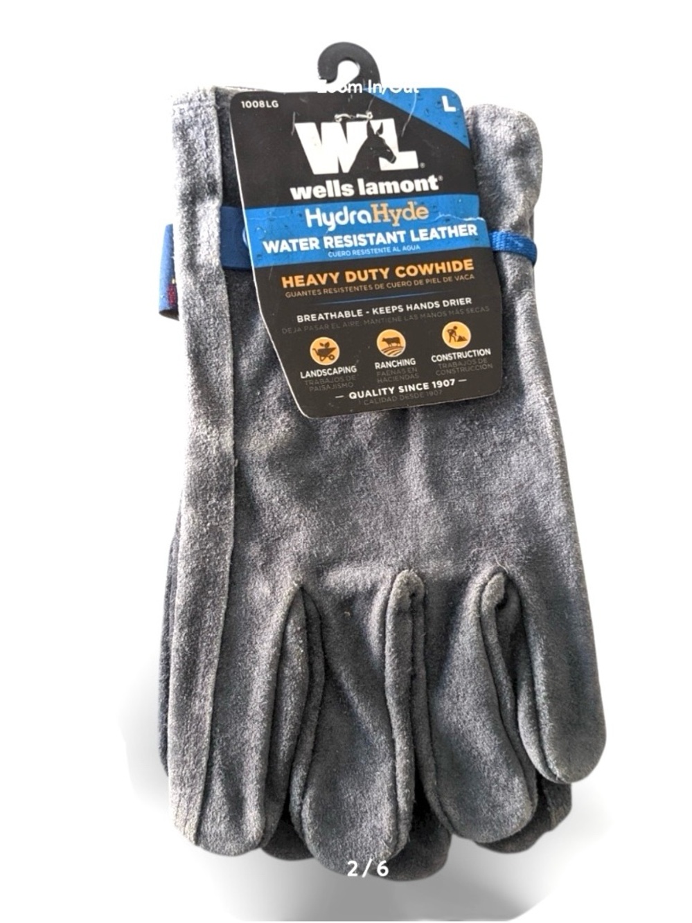 Wells Lamont HydraHyde Men’s Heavy Duty Cowhide Work Gloves — Gray